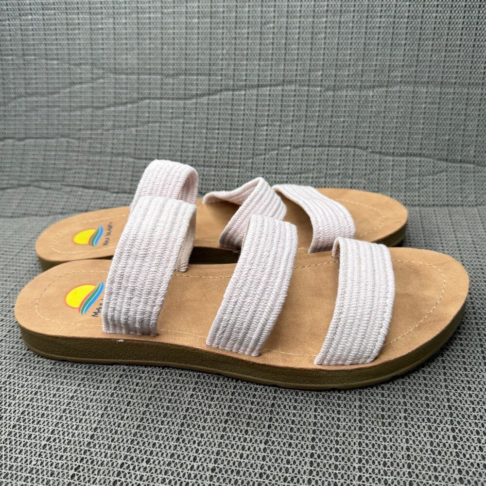 Maui Island Womens Size 9M Beige Sandals Elastic Straps Casual Summer Beach Wear